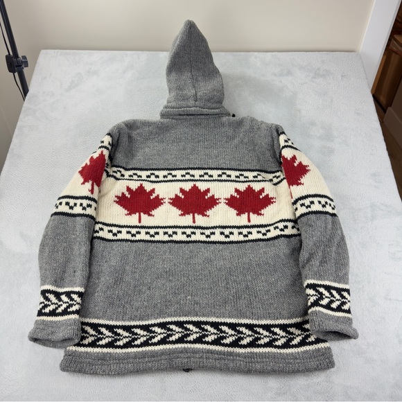 VTG Ark Imports Men's Size XXL 100% New Zealand Wool Cowichan Maple Leaf Jacket - Picture 4 of 16